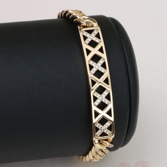 "Rose Gold Bracelet with Criss-Cross Diamond Detailing, XPBL0959 - Picture 1 of 13